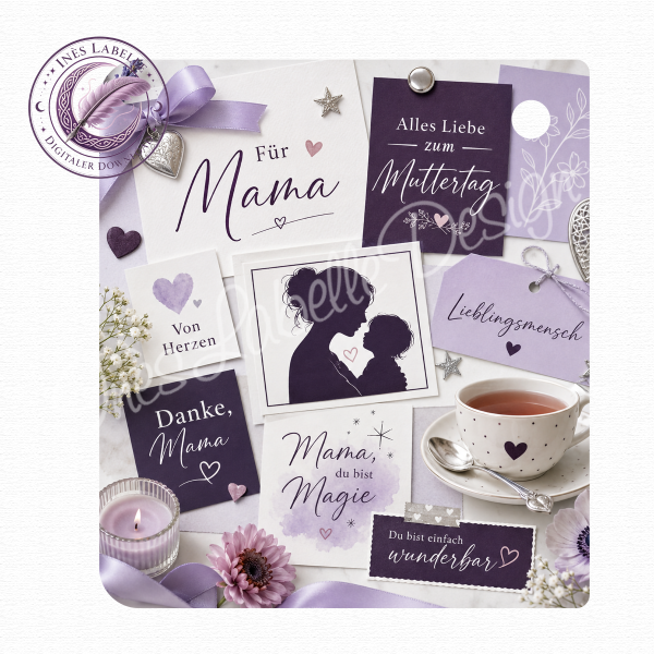 Kobo Libra Colour Inlay | "Muttertag lila" | Digitaler Download | Printable Insert for Clear Case